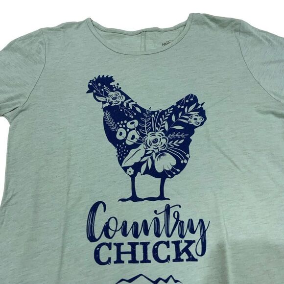 North40 Outfitters Country Chick Chicken Graphic Tee T-Shirt Green Size L - Picture 2 of 9
